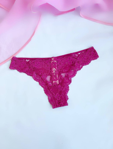 Трусики стрінги люкс мереживні малинові Lace Thong Panty