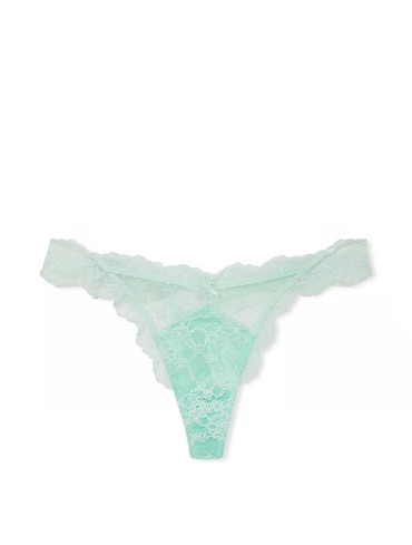 Трусики стрінги люкс мереживні мятні Lace Thong Panty