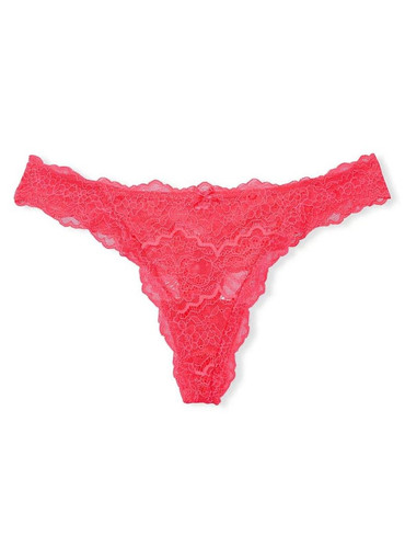 Трусики стрінги люкс мереживні коралові Lace Thong Panty