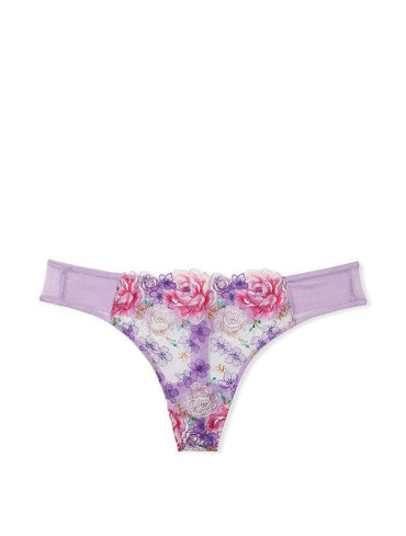 Трусики стрінги люкс мереживні бузкові Lace Thong Panty