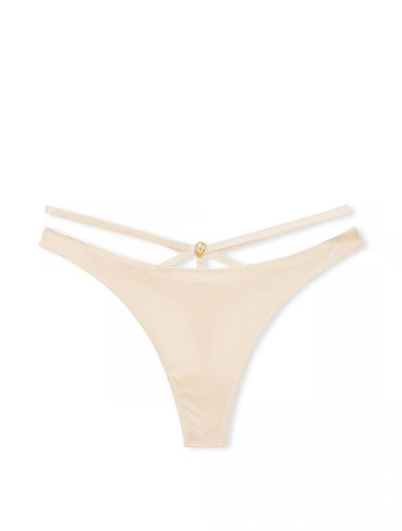 Трусики стрінги люкс гладенькі бежеві So Obsessed Strappy Thong Panty