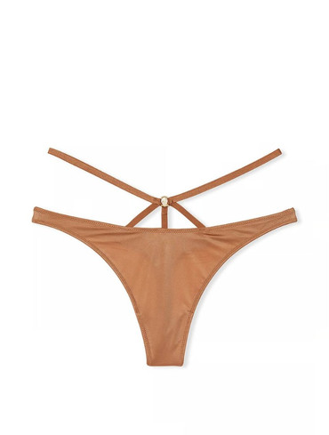 Трусики стрінги люкс гладенькі бежеві So Obsessed Strappy Thong Panty