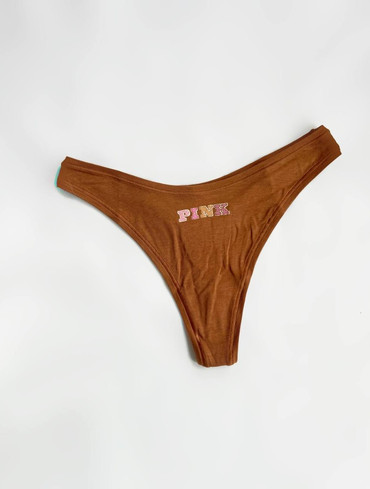 Трусики стрінги бавовняні коричневі Cotton High-Leg Thong Panty