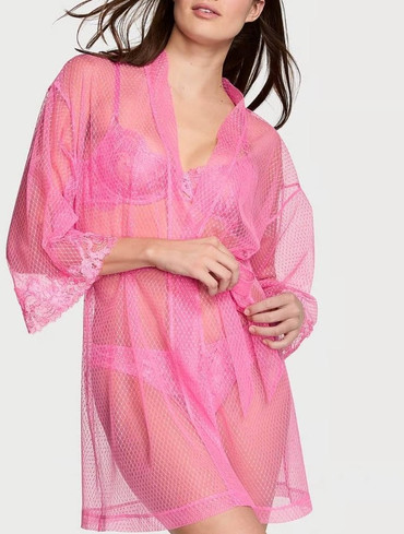 Халат Sheer Boho Floral Embroidery Short Robe