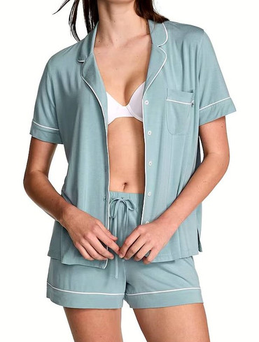 Піжама модалова з шортами мятна Modal Terry Crewneck Short Set