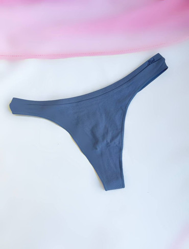 Трусики стрінги з мікрофібри сині Seamless High-Leg Thong Panty