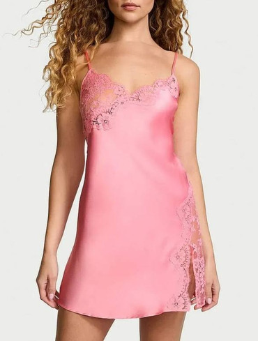 Пеньюар сорочка для сну коралова Dare to Dream Lace & Satin Slip