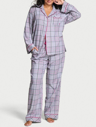 Піжама фланелева сорочка та штани блакитна клітинка Flannel Long Pajama Set