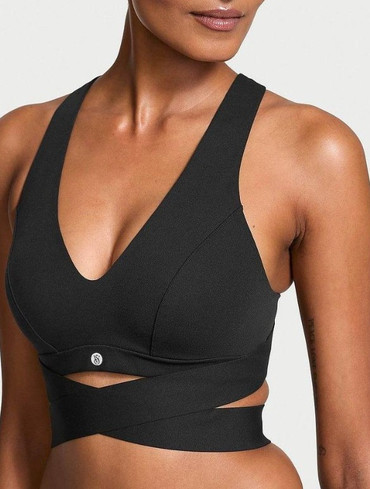 Спортивний топ-бюсгальтер із завʼязками чорний VSX Elevate Plunge Wrap Sports Bra