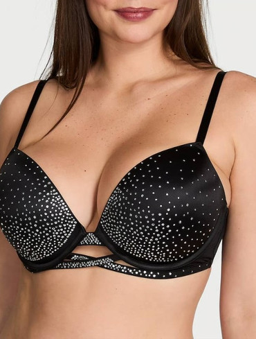 Бюстгальтер з пуш-ап зі стразами на чашці чорний Sparkle Crystal Shine Cradle Push-Up Bra