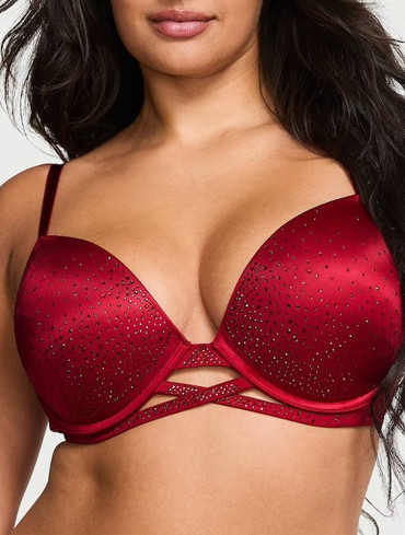 Бюстгальтер з пуш-ап зі стразами на чашці бордовий Sparkle Crystal Shine Cradle Push-Up Bra
