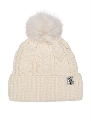 Шапка вʼязана тепла з помпоном Cozy Cable-Knit Pom Beanie