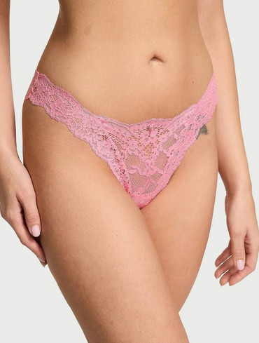 Трусики бразильяни мереживні рожеві Lace Brazilian Panty