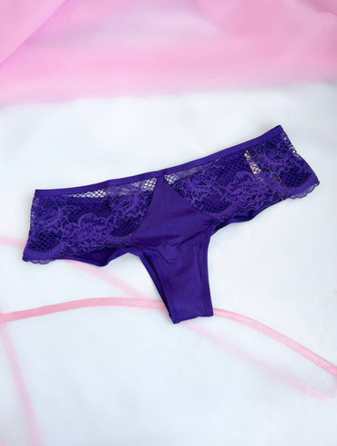 Трусики чікі мереживні фіолетові Cheeky Panty