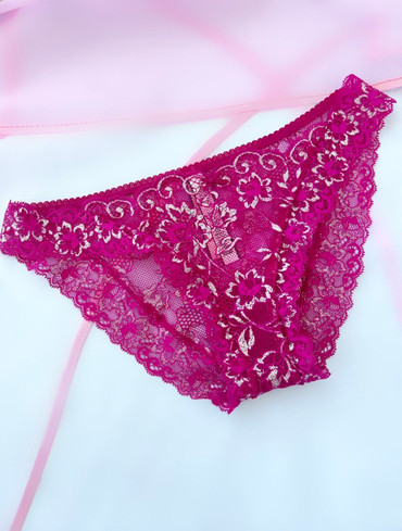 Трусики бікіні люкс мереживні фуксія Bikini Panty