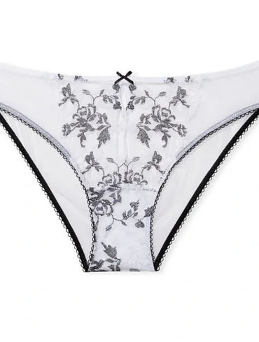 Трусики бразильяни мереживні чорно-білі Brazilian Panty