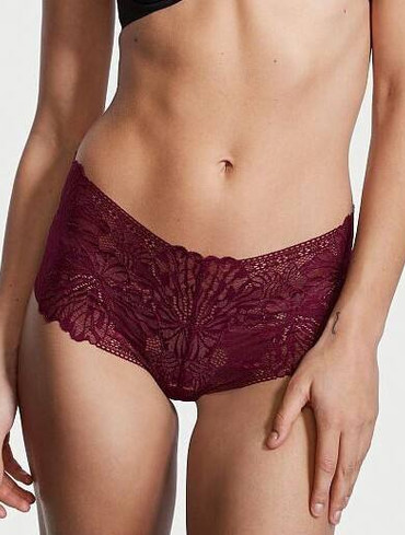 Трусики шорти мереживні бордові Short Panty