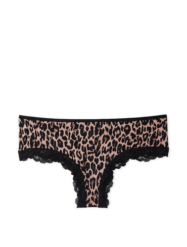 Трусики чікі сатинові з мереживом леопардові Cheeky Panty