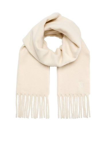 Шарф оверсайз теплий з бахромою білий Cozy Blanket Scarf