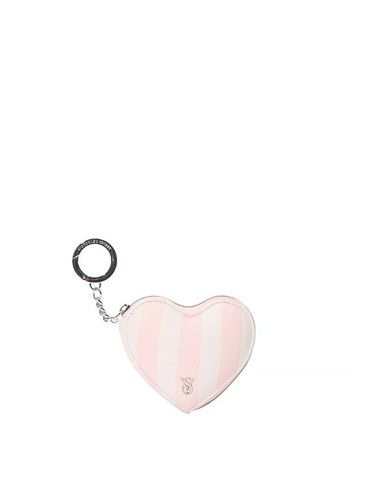 Ключниця у формі серця рожева смужка Heart Pouch Keychain