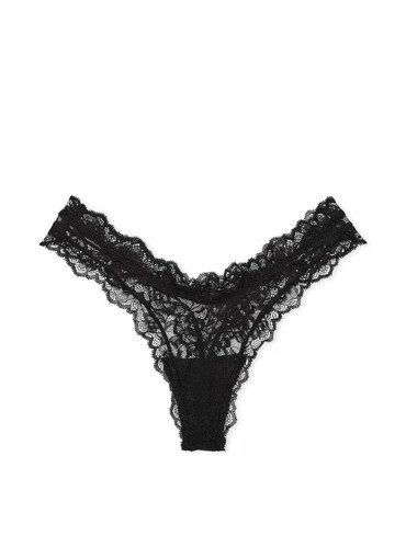 Трусики стрінги мереживні чорні Rose Lace High-Leg Thong Panty