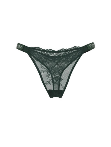 Трусики стрінги зі стразами мереживні зелені Shine Strap Lace Thong Panty
