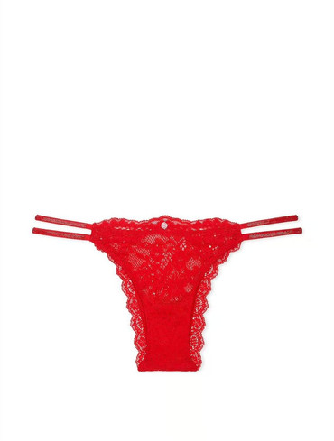 Трусики бразильяни мереживні зі стразами червоні Twinkle Strap Lace Brazilian Panty