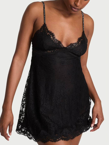 Пеньюар мереживний зі стразами Twinkle Strap Lace Mini Slip Dress