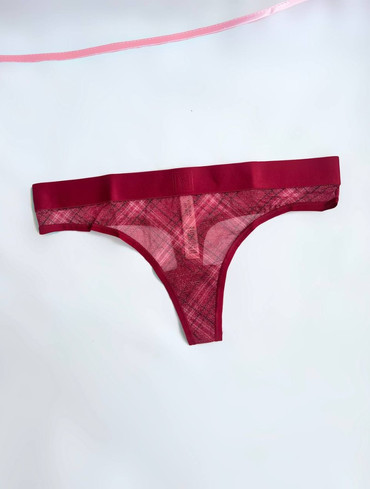 Трусики стрінгм в сіточку з логорезинкою 5-Pack Sheer Heritage Shimmer Thong Panties
