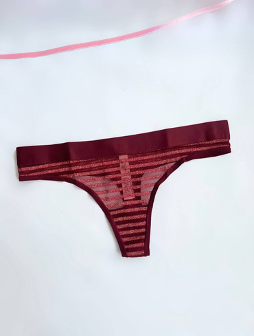 Трусики стрінгм в сіточку з логорезинкою 5-Pack Sheer Heritage Shimmer Thong Panties